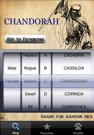 Screenshot Fantasy Names for Cool Game Characters Screenshot Fantasy Names for Cool Game Characters
